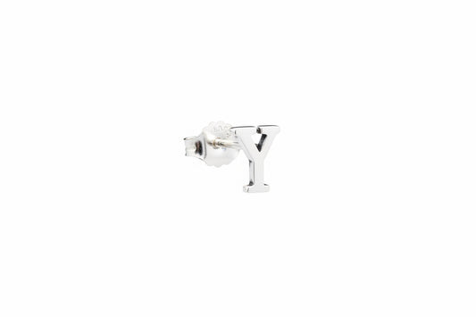 925 Sterling Silver Letter  Y Stud Earrings