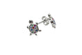 Load image into Gallery viewer, Turtle-shaped silver earrings with colorful cubic zirconias
