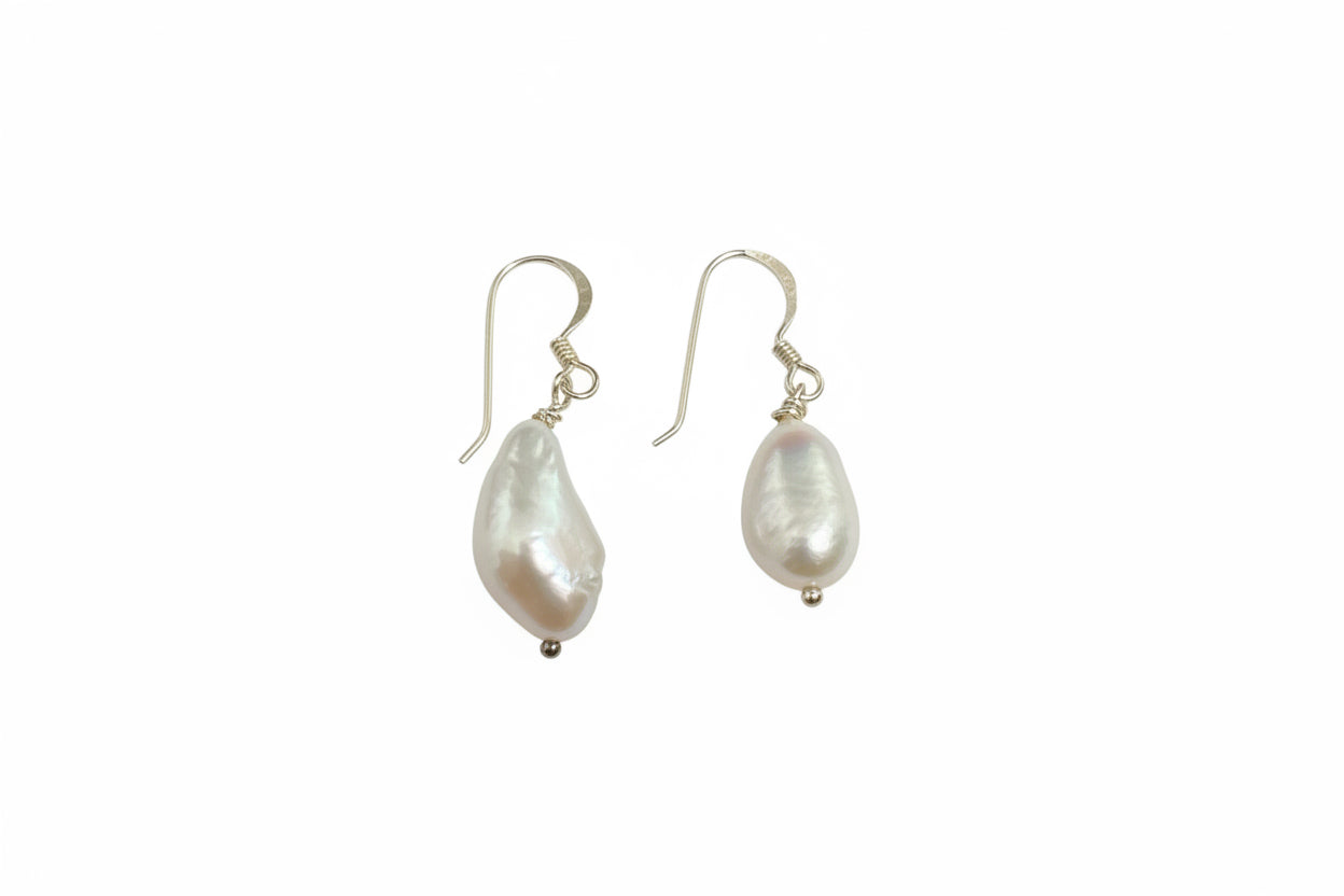 925 Sterling Silver Unique Hanging teardrop Pearl Earrings