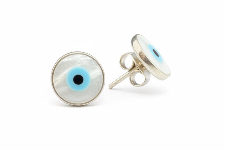 5mm round 925 Sterling Evil Eye Stud Earrings