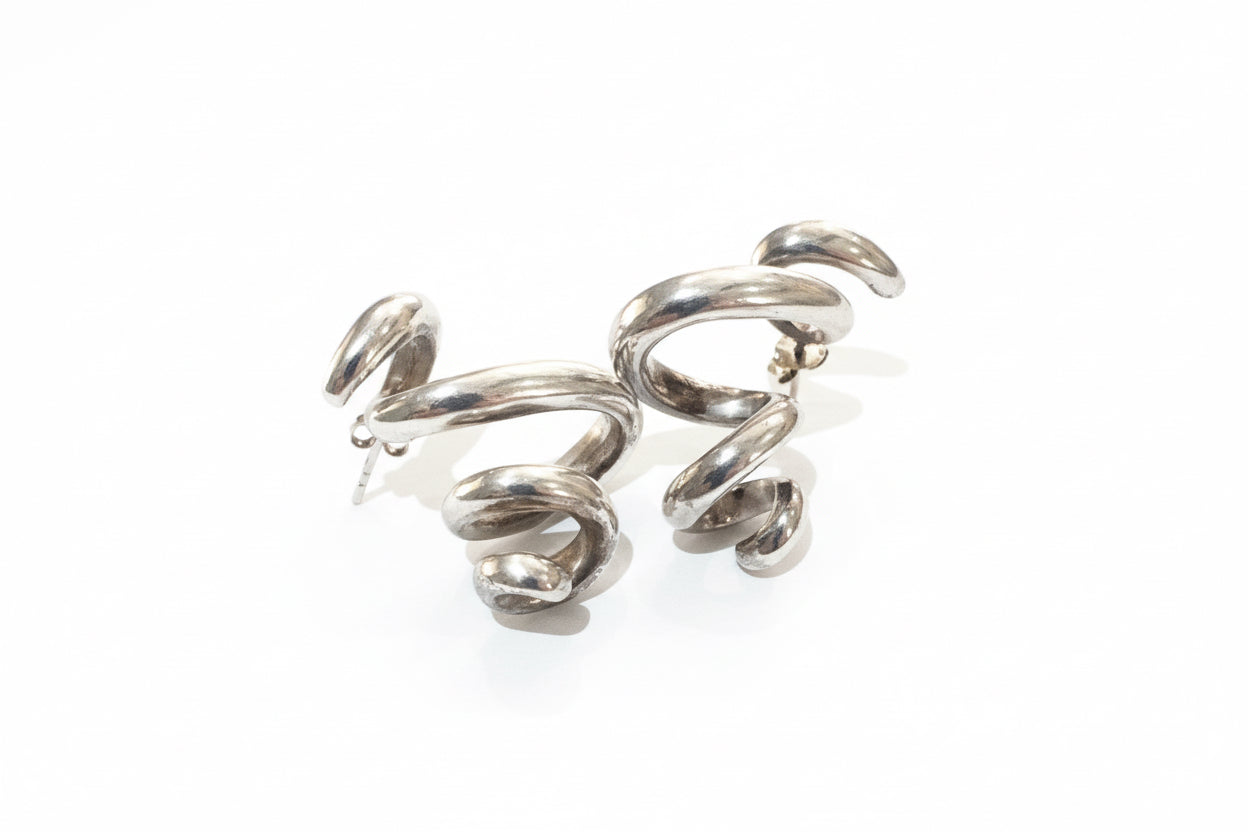 Silver spiral earrings 