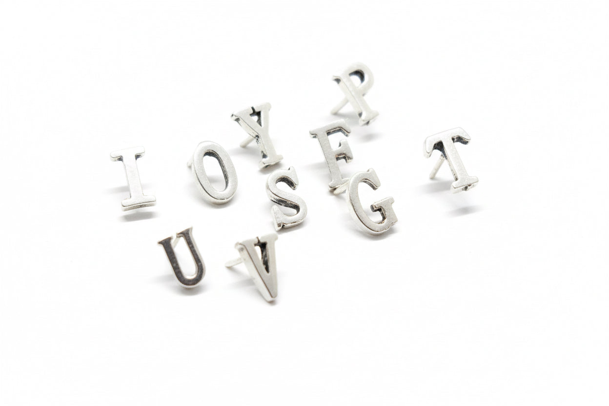 925 Sterling Silver Alphabet Letter Stud Earrings