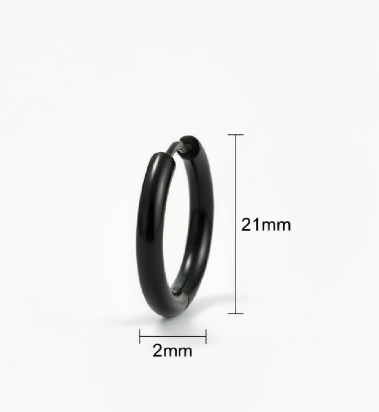 Black Hinged Hoop Earrings