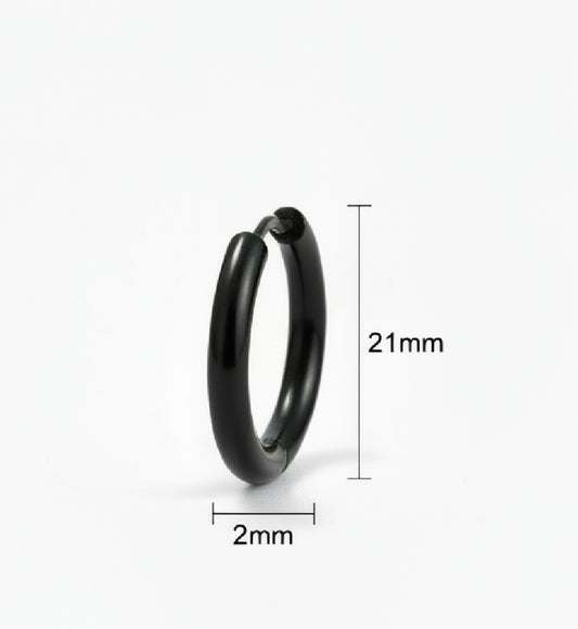 Black Hinged Hoop Earrings