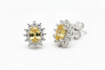 Load image into Gallery viewer, 925 Sterling Silver Yellow Lab Sapphire Oval Stone Stud Earrings
