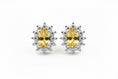 Load image into Gallery viewer, 925 Sterling Silver Yellow Lab Sapphire Oval Stone Stud Earrings
