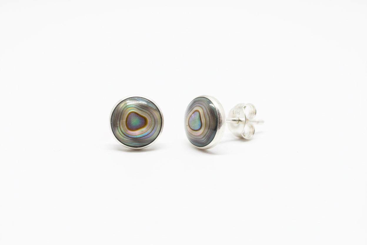 925 Sterling Silver  Vintage Abalone Stud Earrings 