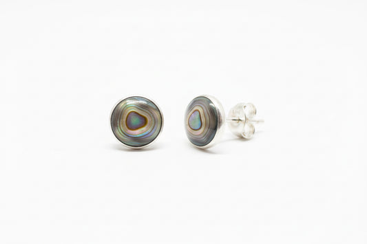 925 Sterling Silver  Vintage Abalone Stud Earrings 