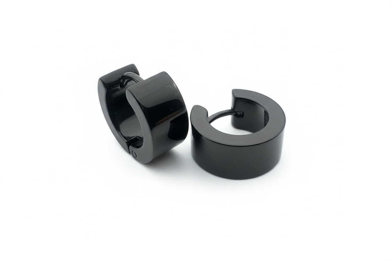 Black Huggie Earrings