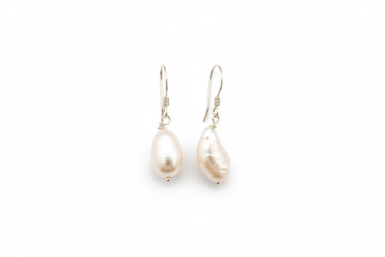 925 Sterling Silver Unique Hanging teardrop Pearl Earrings