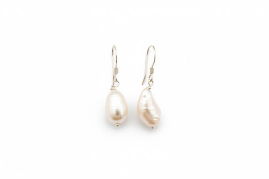 925 Sterling Silver Unique Hanging teardrop Pearl Earrings