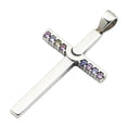 Load image into Gallery viewer, Square Cross Colour Cubics Zirconia Sterling Silver Pendant
