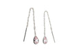 Load image into Gallery viewer, 925 Sterling Silver Threaded Synthetic Pink Gemstone with hanging teardrop earrings
