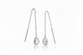 Load image into Gallery viewer, 925 Sterling Silver Threaded Synthetic Diamond Gemstone with hanging teardrop earrings
