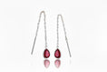 Load image into Gallery viewer, 925 Sterling Silver Threaded Synthetic Ruby Red Gemstone with hanging teardrop earrings
