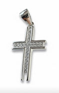 Load image into Gallery viewer, Open End Cubic Cross Sterling Silver Pendant
