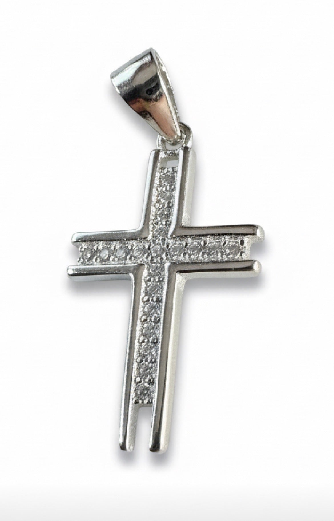 Open End Cubic Cross Sterling Silver Pendant