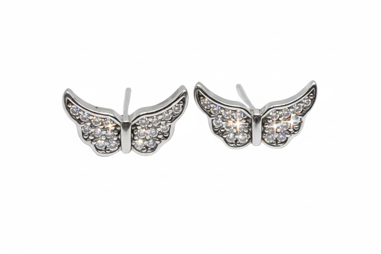 Pave angelwing earrings with gemstones