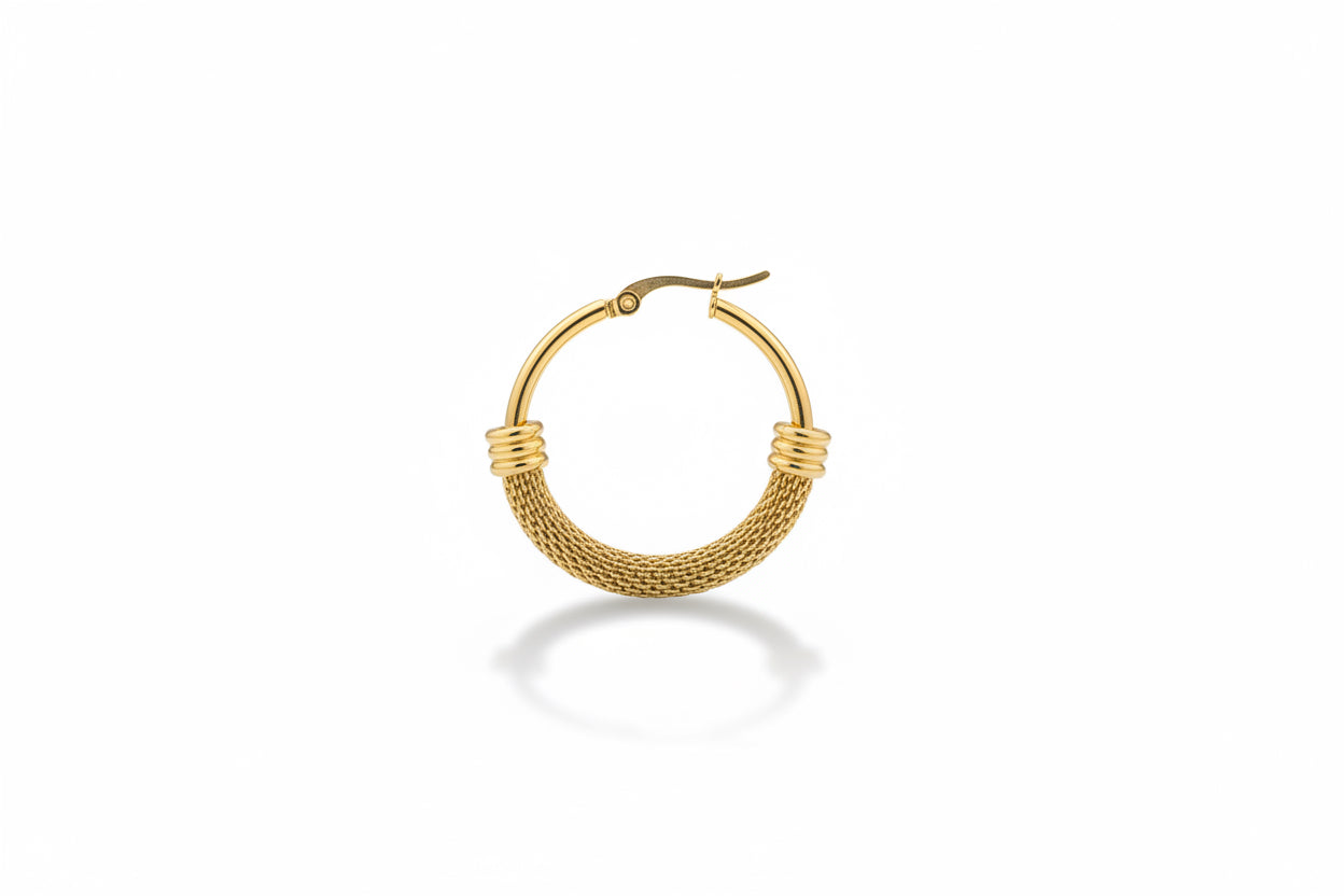 Elegant Gold Mesh Hoop Earrings