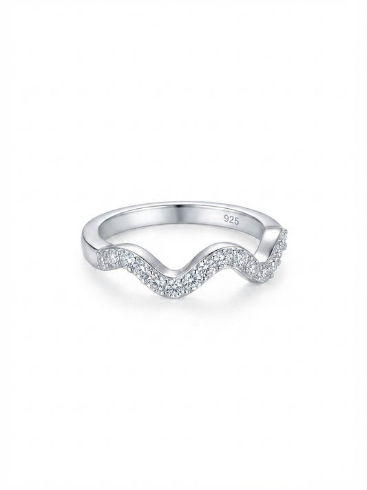925 Sterling Silver Pavé Wave Ring