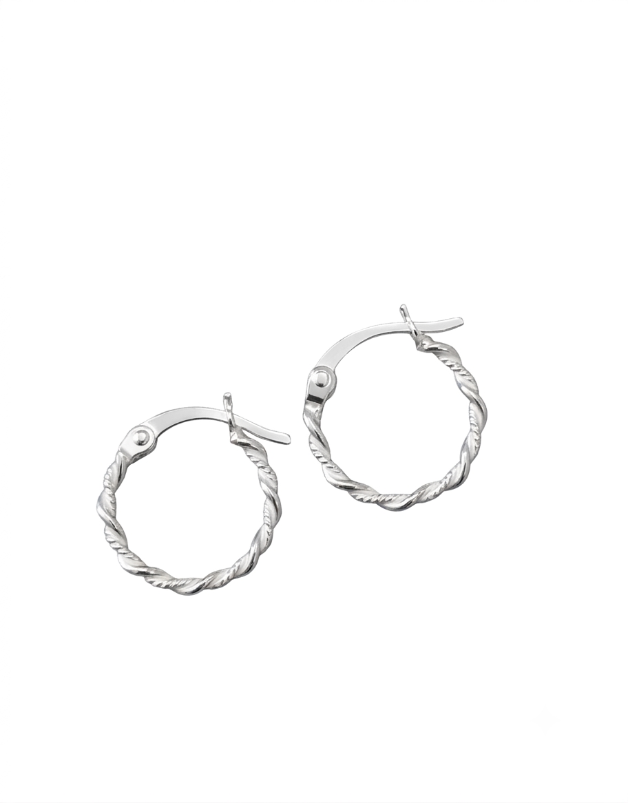 925 Sterling Silver Twisted Rope Hoop Earrings