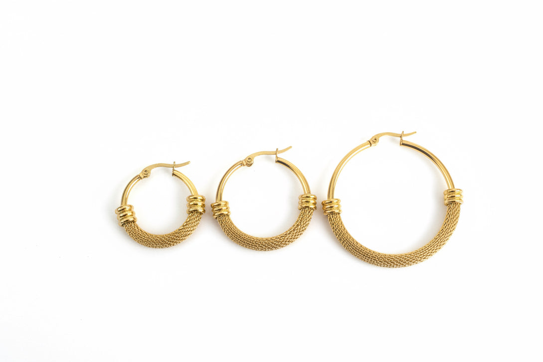 Elegant Gold Mesh Hoop Earrings
