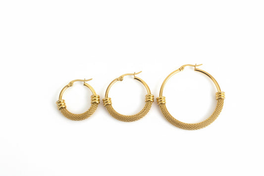 Elegant Gold Mesh Hoop Earrings