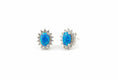 Load image into Gallery viewer, 925 Sterling Silver Vibrant Blue lab Opal Stud Earrings
