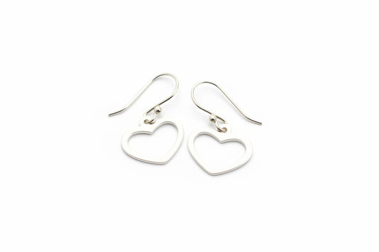925 Sterling Silver Hanging Hearts Earrings