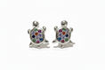 Load image into Gallery viewer, Turtle-shaped earrings with colorful cubic zirconias 
