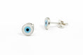 Load image into Gallery viewer, 5mm round 925 Sterling Evil Eye Stud Earrings
