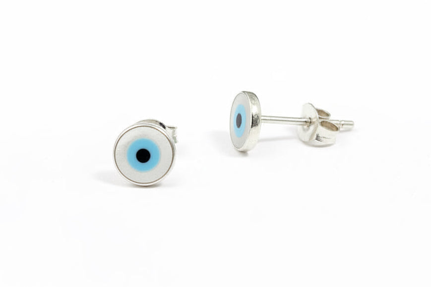 5mm round 925 Sterling Evil Eye Stud Earrings