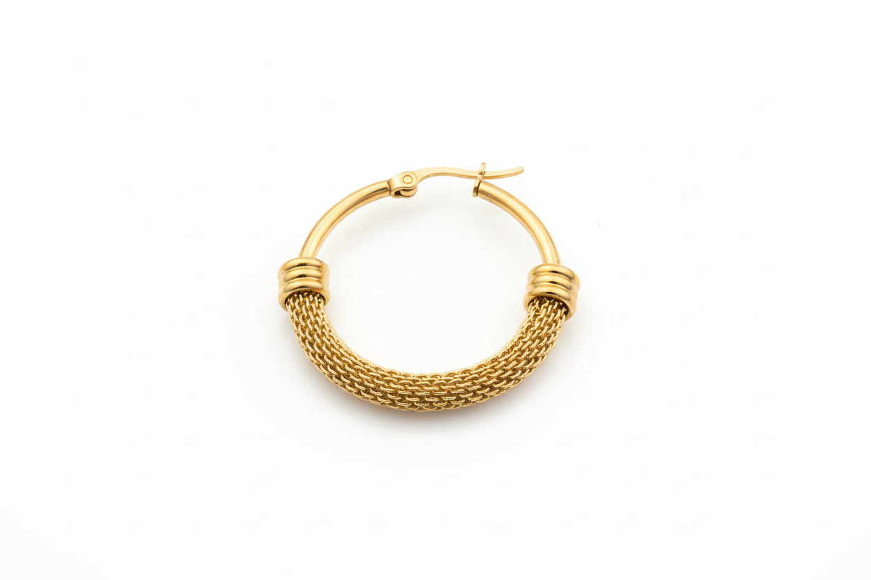 Elegant Gold Mesh Hoop Earrings