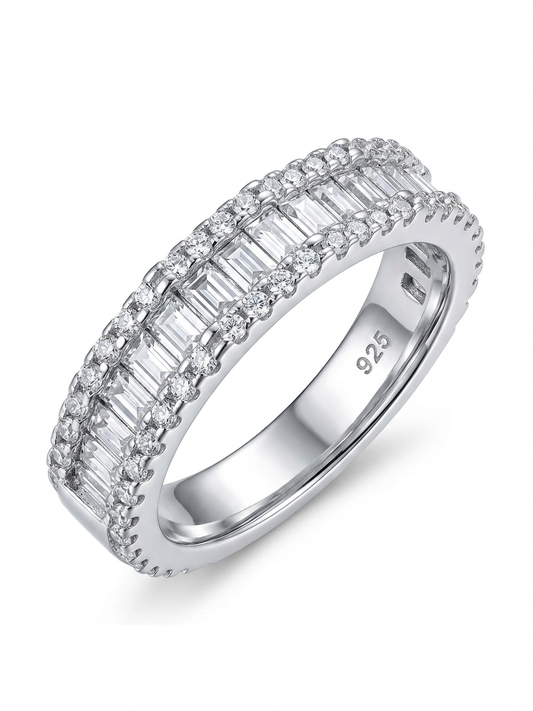 Baguette Eternity-Style 925 Sterling Silver Ring
