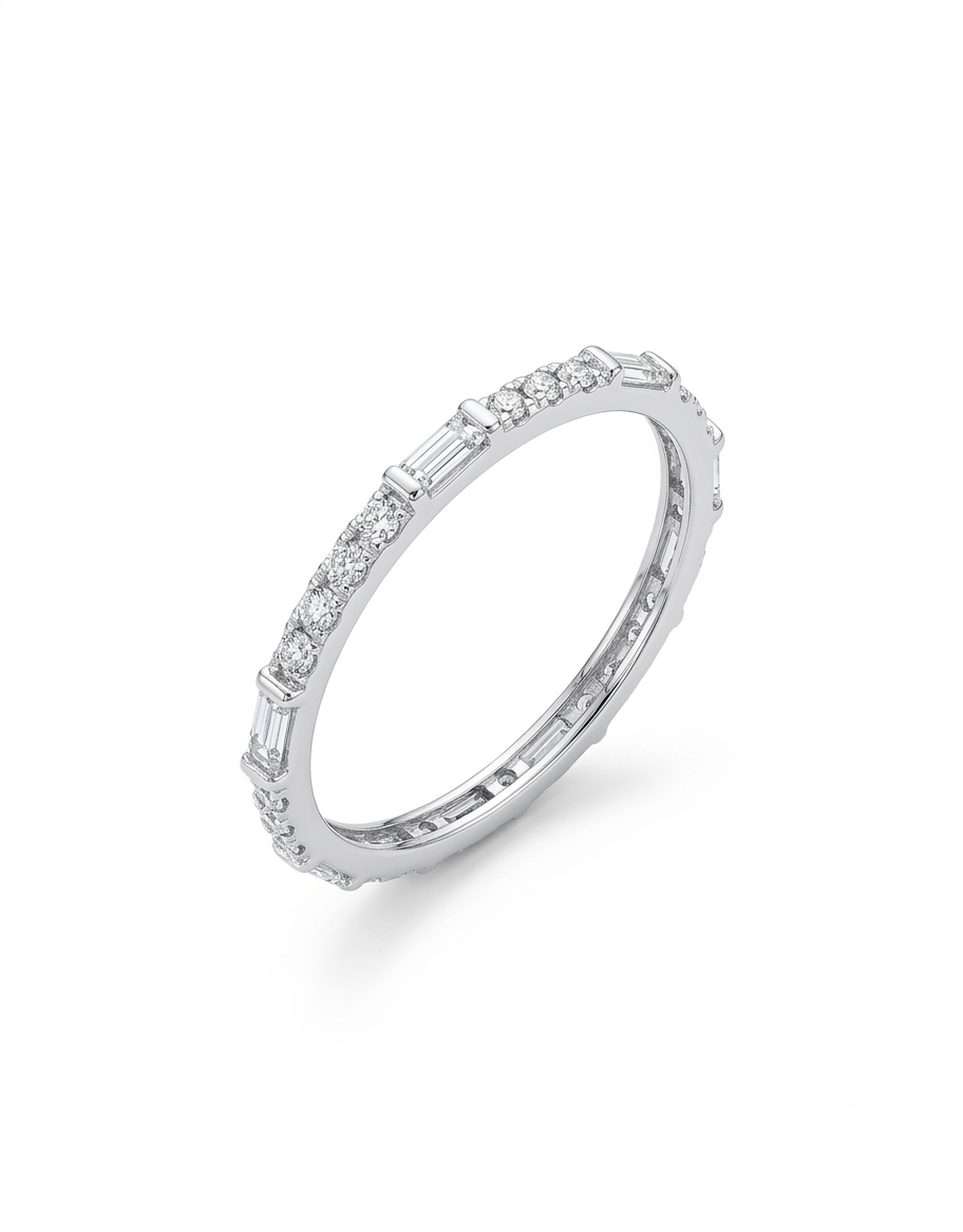 Baguette Milgrain 925 Sterling Silver Ring