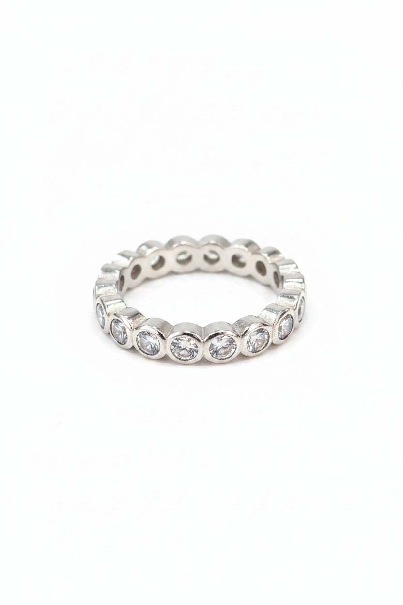 Bezel-Set Eternity 925 Sterling Silver Ring