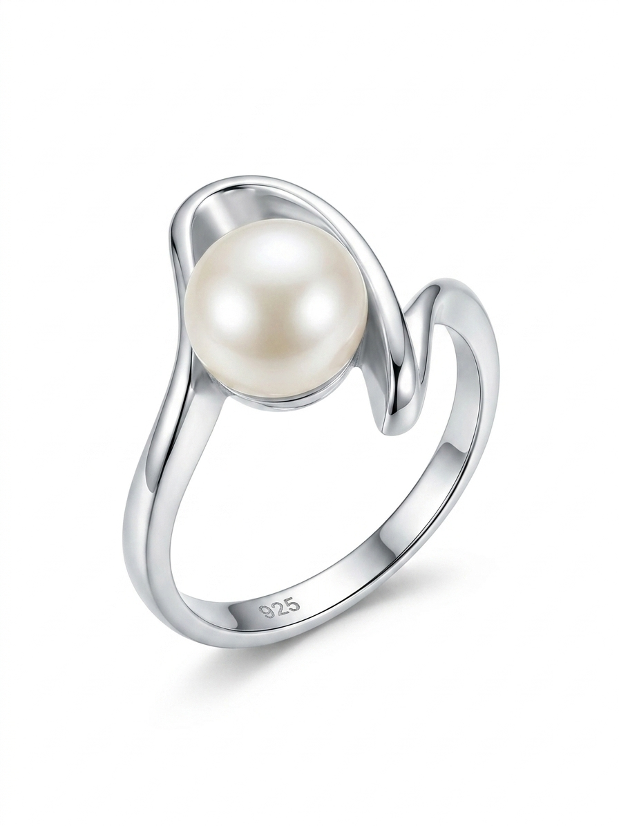 Bypass Fresh Pearl 925 Sterling Silver Ring