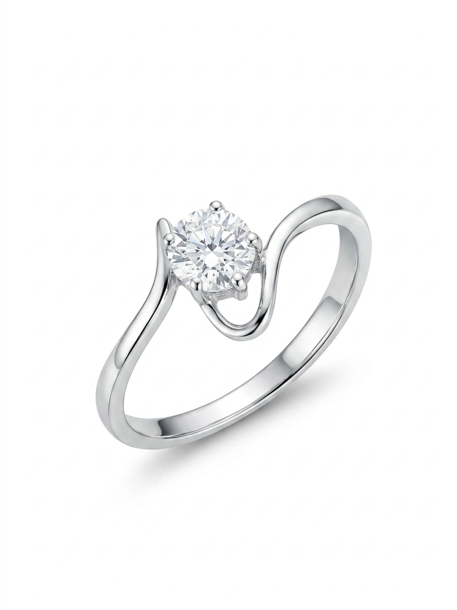 Bypass Solitaire 925 Sterling Silver Ring