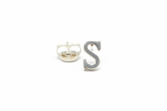 925 Sterling Silver Letter  S Stud Earrings