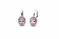 Load image into Gallery viewer, Pink Oval Huggie Leverback Earrings
