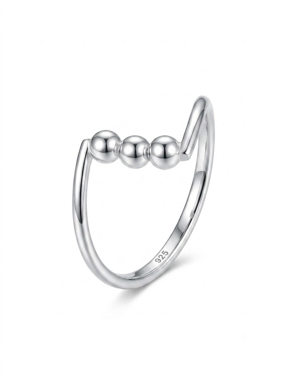 Chevron Bead 925 Sterling Silver Ring