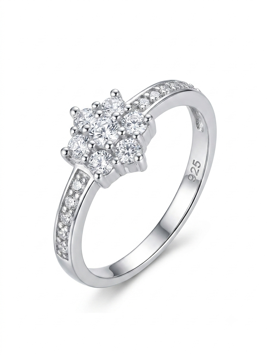 Cluster  925 Sterling Silver Ring