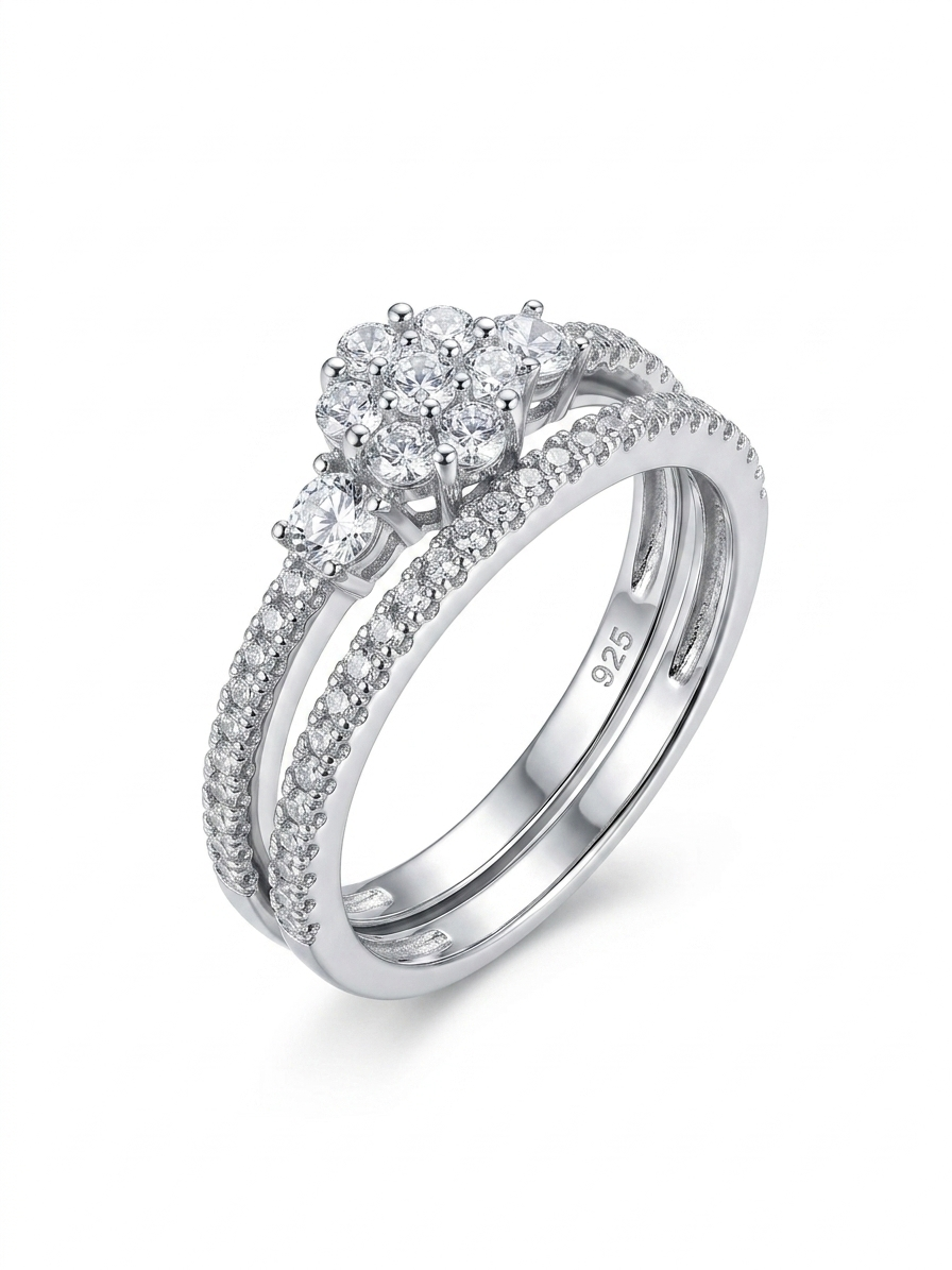 Cluster 925 Sterling Silver Wedding Ring