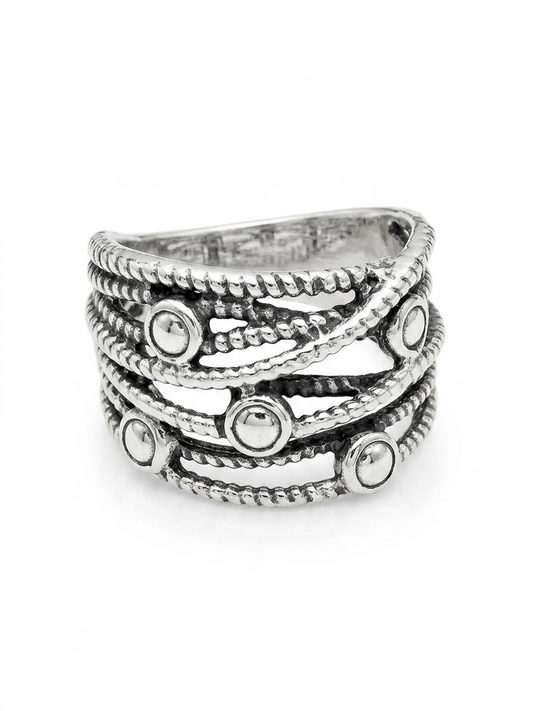 Criss-Cross Rope 925 Sterling Silver Ring