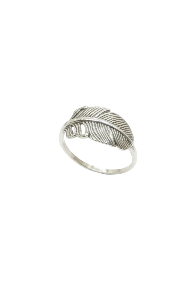 Curved Feather Sterling Silver Ring