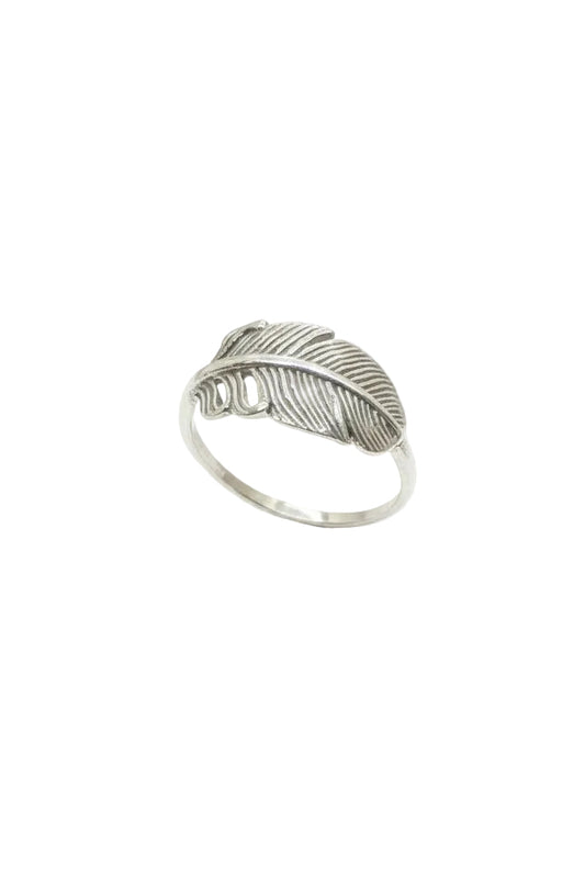 Curved Feather Sterling Silver Ring