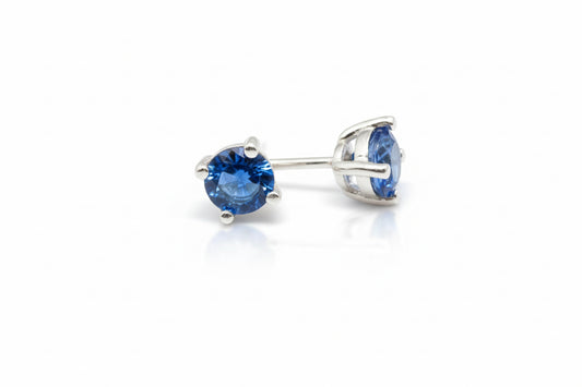 925 Sterling Silver Royal Blue Cubic Zirconia Stone Stud Earrings
