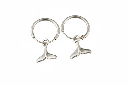 925 Sterling Silver Sleepers with Venus Dolphin Tail Charm Earrings