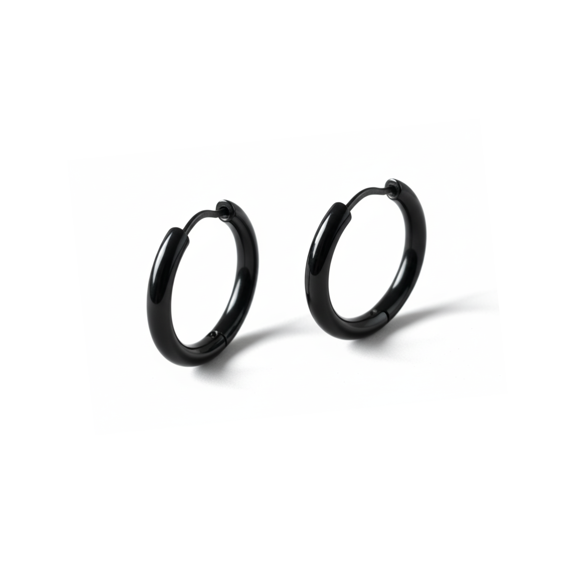 Black Hinged Hoop Earrings