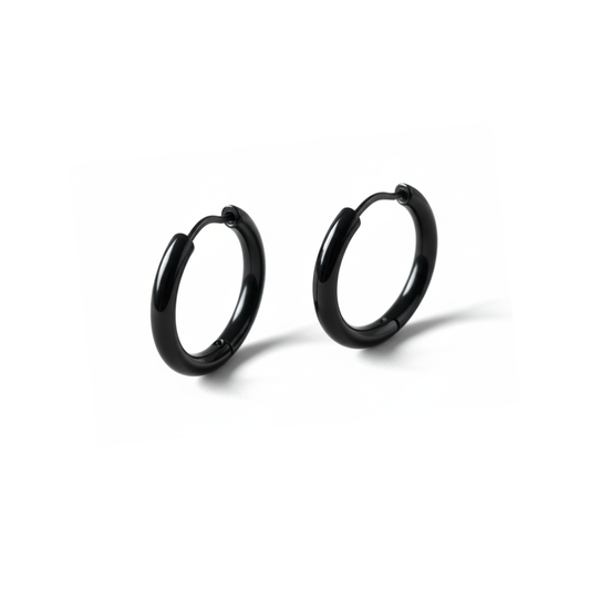 Black Hinged Hoop Earrings
